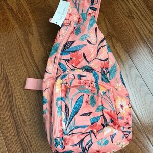 Vera Bradley Paradise Bright Coral Sling Backpack